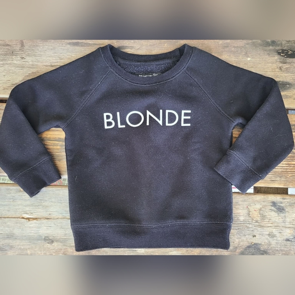 BRUNETTE THE LABEL SZ 2-3Y VGUC BLACK w/ BLOND print pullover Soft sweatshirt